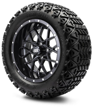 MODZ® 14" Vortex Glossy Black Wheels & Off-Road Tires Combo (Xcomp Gladiator 23-10-14 Radial)