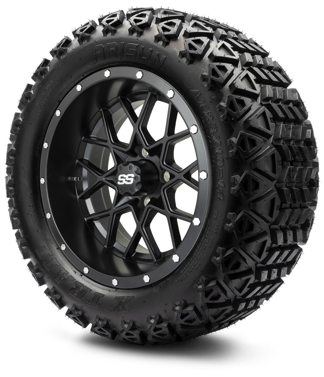 MODZ® 14" Vortex Matte Black Wheels & Off-Road Tires Combo (Arisun X-Trail All-Terrain 23x10-14)