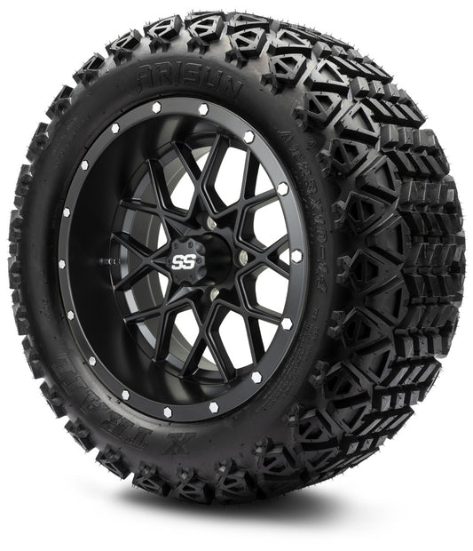 MODZ® 14" Vortex Matte Black Wheels & Off-Road Tires Combo (Arisun X-Trail All-Terrain 23x10-14)