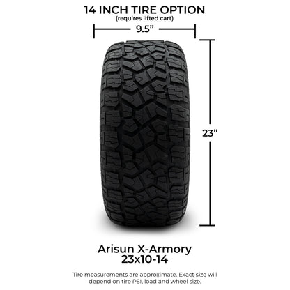 MODZ® 14" Chaos Silver Wheels & Off-Road Tires Combo (Arisun X-Armory All-Terrain 23x10-14 Radial)