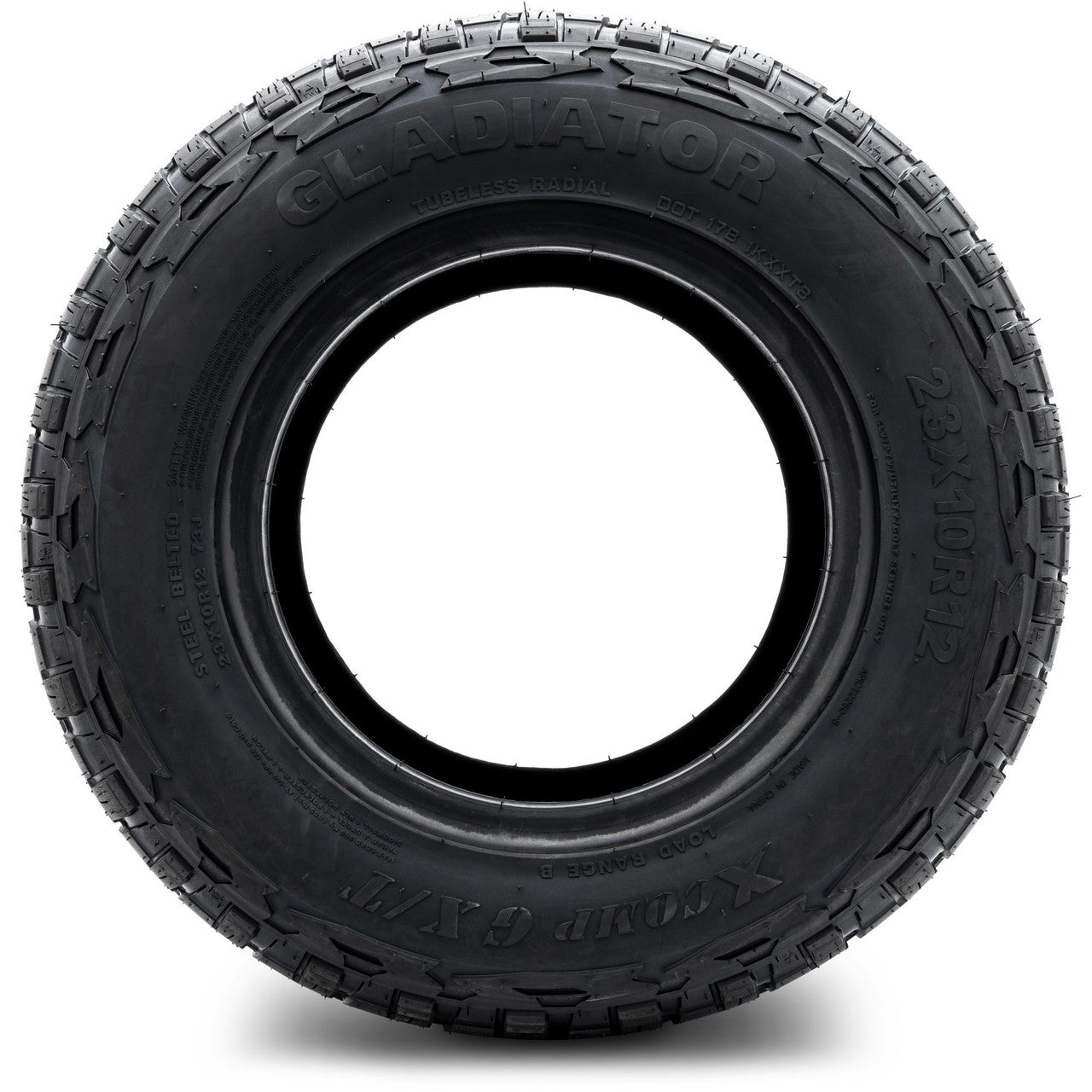 Xcomp® Gladiator 23x10-R12 Steel Belted Radial Golf Cart Tire - front view