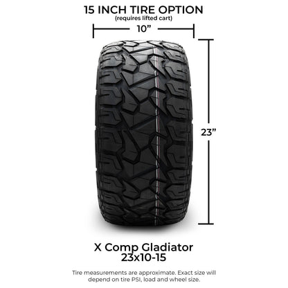 MODZ® 15" Matrix Silver Wheels & Off-Road Tires Combo (Xcomp Gladiator Steel Belted Radial 23x10-15)