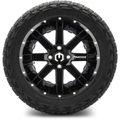 MODZ® 14" Assault Glossy Black with Ball Mill Wheels & Off-Road Tires Combo (Arisun X-Armory All-Terrain 23x10-14 Radial)