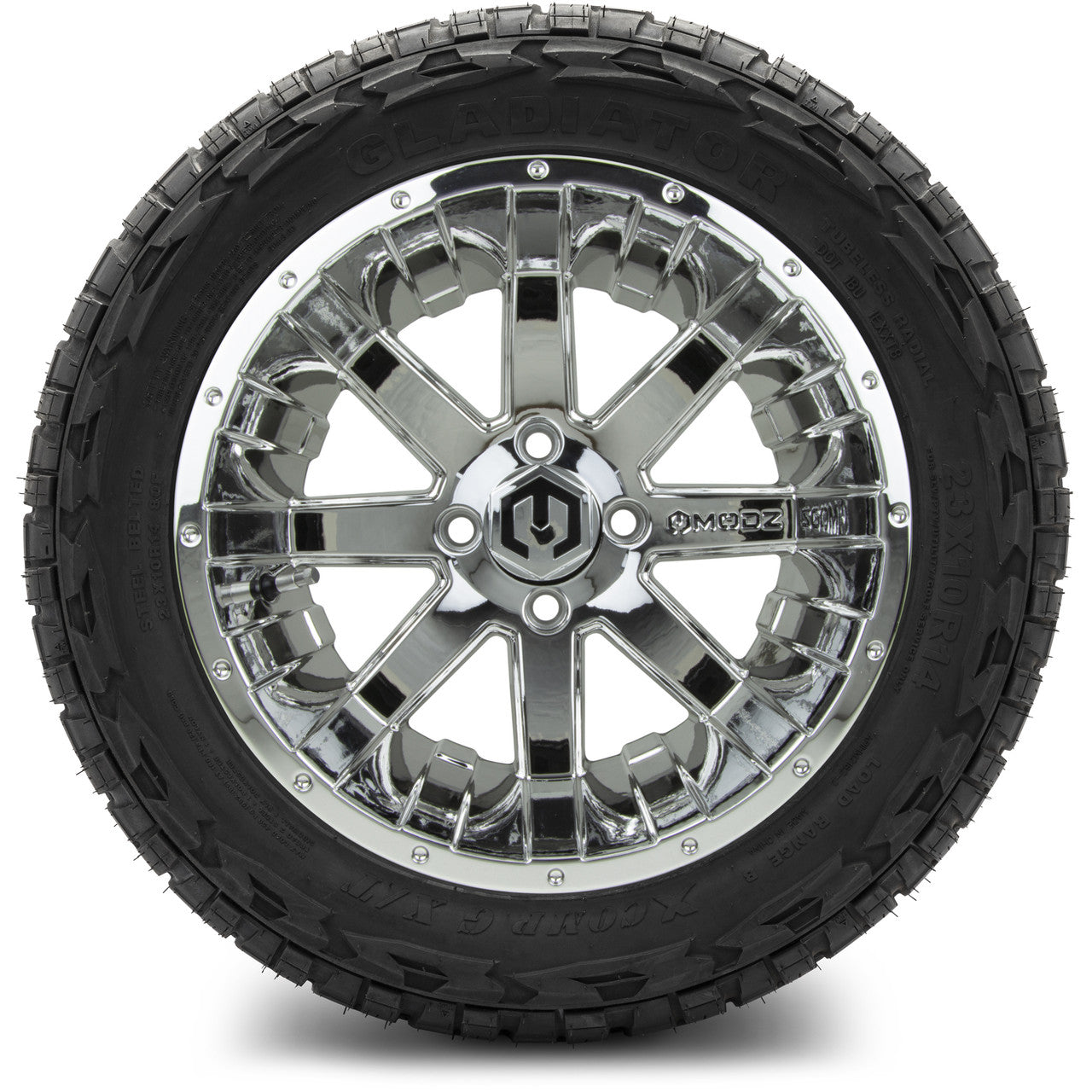 MODZ® 14" Assault Chrome Wheels & Off-Road Tires Combo (Arisun X-Armory All-Terrain 23x10-14 Radial)
