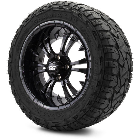 MODZ® 14" Vampire Glossy Black Wheels & Off-Road Tires Combo (Xcomp Gladiator 23-10-14 Radial)