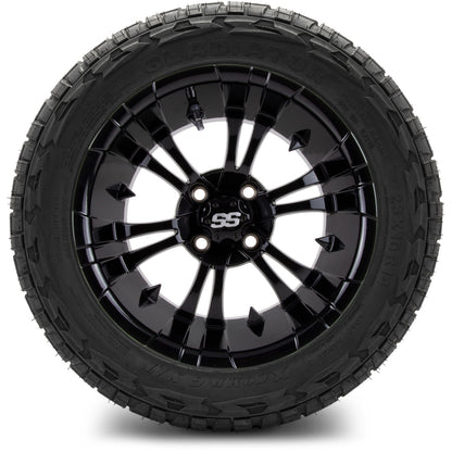 MODZ® 14" Vampire Glossy Black Wheels & Off-Road Tires Combo (Xcomp Gladiator 23-10-14 Radial)