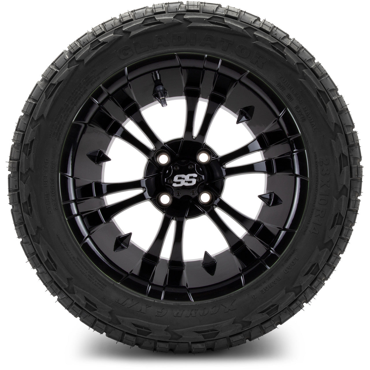 MODZ® 14" Vampire Glossy Black Wheels & Off-Road Tires Combo (Arisun X-Armory All-Terrain 23x10-14 Radial)
