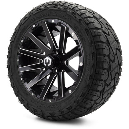 MODZ® 14" Mauler Glossy Black with Ball Mill Wheels & Off-Road Tires Combo (Xcomp Gladiator 23-10-14 Radial)