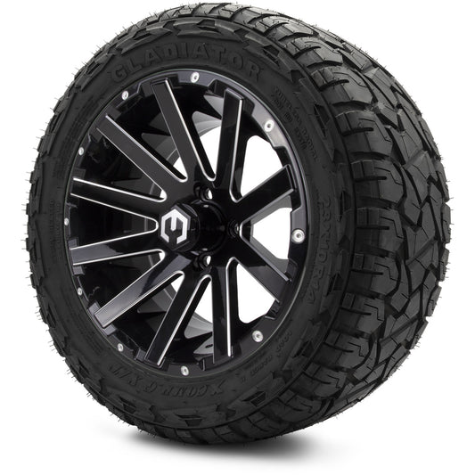 MODZ® 14" Mauler Glossy Black with Ball Mill Wheels & Off-Road Tires Combo (Xcomp Gladiator 23-10-14 Radial)