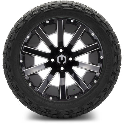MODZ® 14" Mauler Glossy Black with Ball Mill Wheels & Off-Road Tires Combo (Xcomp Gladiator 23-10-14 Radial)
