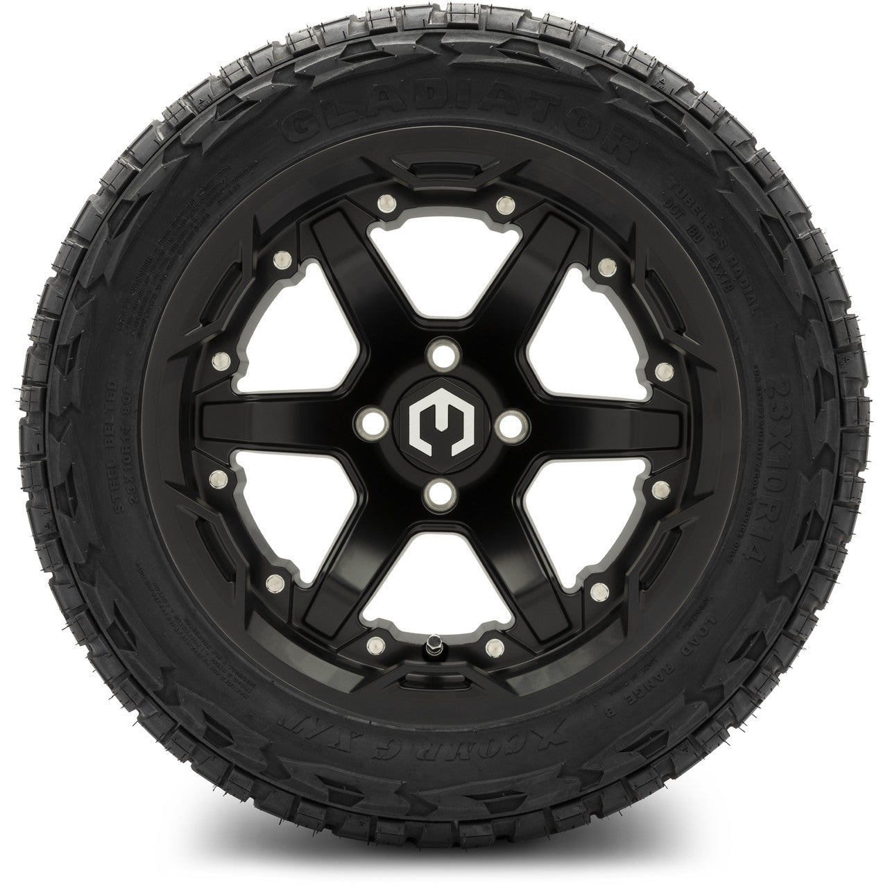 MODZ® 14" Gladiator Matte Black Wheels and Off-Road Tires Combo (Arisun X-Trail All-Terrain 23x10-14)