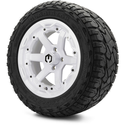 MODZ® 14" Gladiator Glossy White Wheels & Off-Road Tires Combo (Xcomp Gladiator 23-10-14 Radial)
