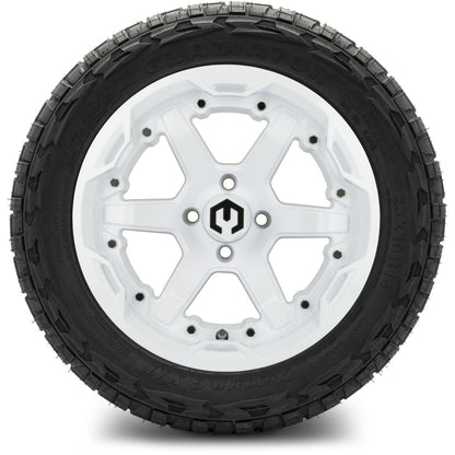 MODZ® 14" Gladiator Glossy White Wheels & Off-Road Tires Combo (Xcomp Gladiator 23-10-14 Radial)