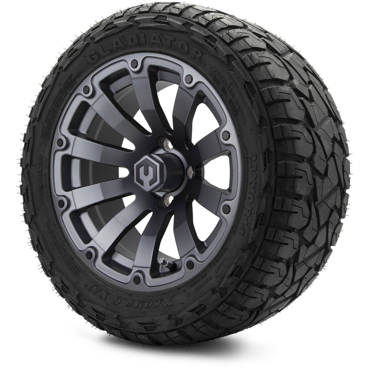 MODZ® 14" Bomber Matte Gunmetal Wheels & Off-Road Tires Combo (Arisun X-Trail All-Terrain 23x10-14)