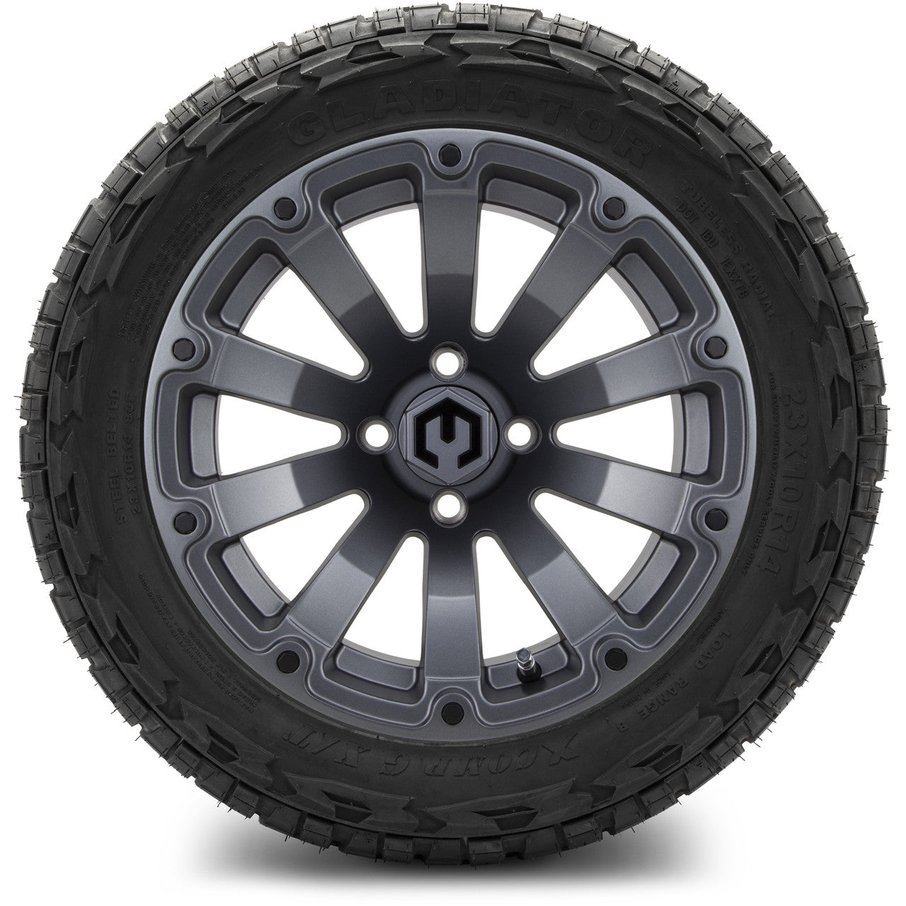 MODZ® 14" Bomber Matte Gunmetal Wheels & Off-Road Tires Combo (Xcomp Gladiator 23-10-14 Radial)