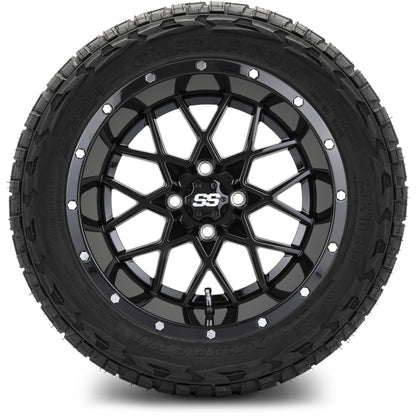 MODZ® 14" Vortex Glossy Black Wheels & Off-Road Tires Combo (Arisun X-Trail All-Terrain 23x10-14)