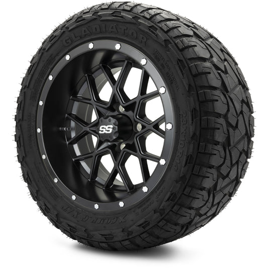 MODZ® 14" Vortex Matte Black Wheels & Off-Road Tires Combo (Xcomp Gladiator 23-10-14 Radial)