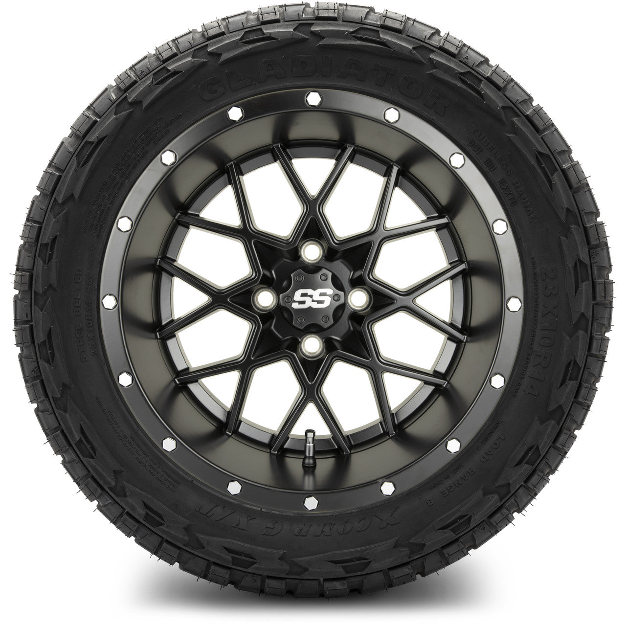 MODZ® 14" Vortex Matte Black Wheels & Off-Road Tires Combo (Xcomp Gladiator 23-10-14 Radial)