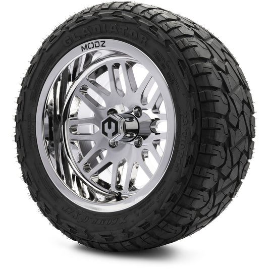 MODZ® 14" Mayhem Chrome Wheels & Off-Road Tires Combo (Xcomp Gladiator 23-10-14 Radial)