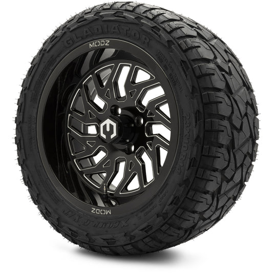 MODZ® 14" Carnage Glossy Black with Ball Mill Wheels & Off-Road Tires Combo (Xcomp Gladiator 23-10-14 Radial)