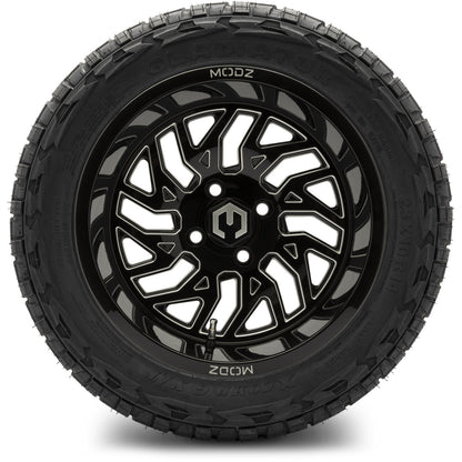 MODZ® 14" Carnage Glossy Black with Ball Mill Wheels & Off-Road Tires Combo (Arisun X-Trail All-Terrain 23x10-14)