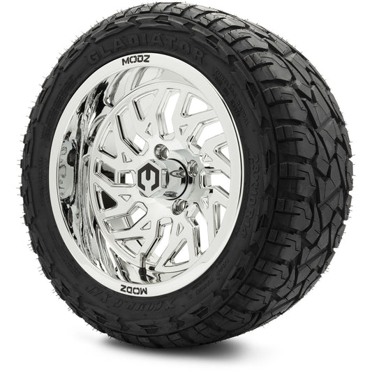 MODZ® 14" Carnage Chrome Wheels & Off-Road Tires Combo (Xcomp Gladiator 23-10-14 Radial)