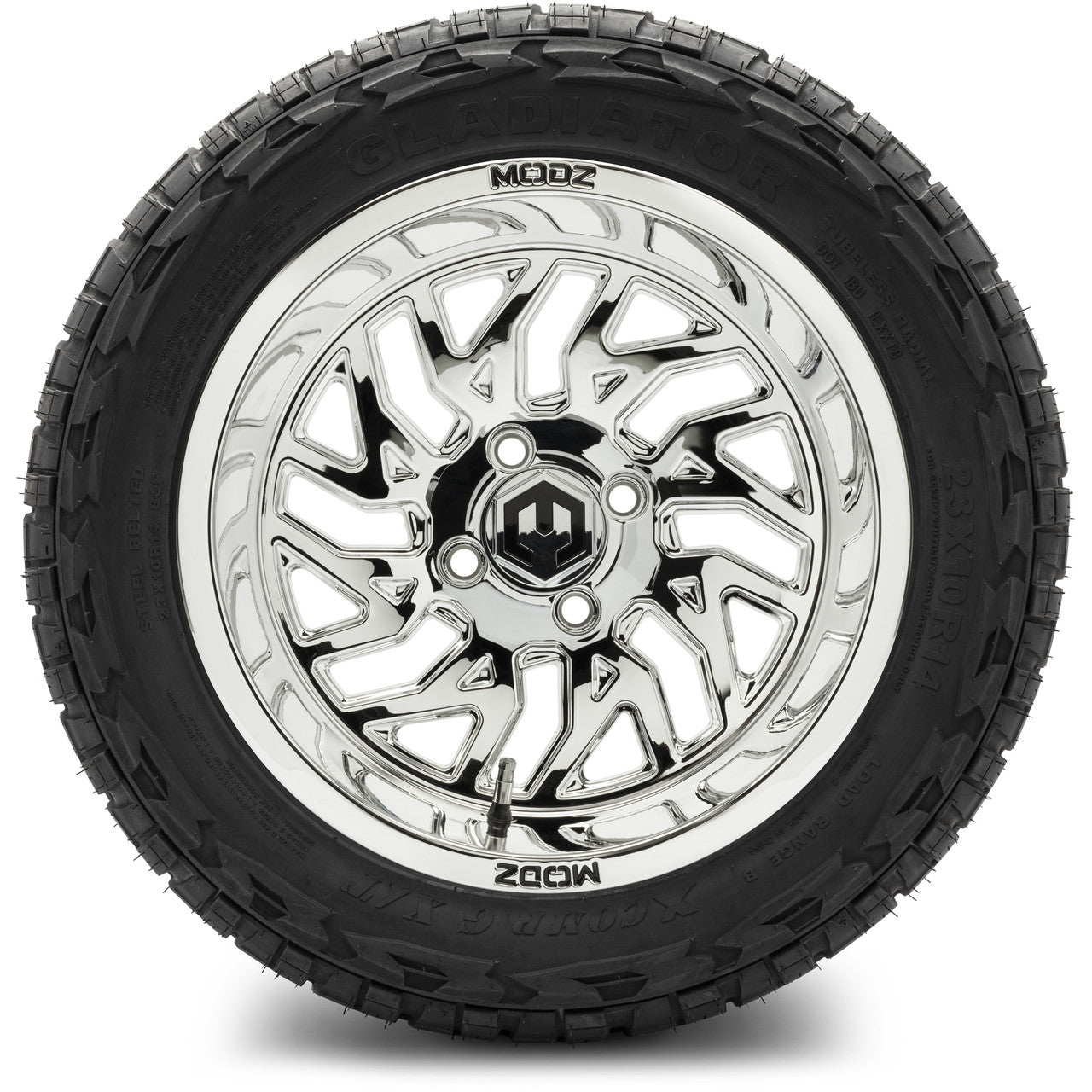 MODZ® 14" Carnage Chrome Wheels & Off-Road Tires Combo (Xcomp Gladiator 23-10-14 Radial)