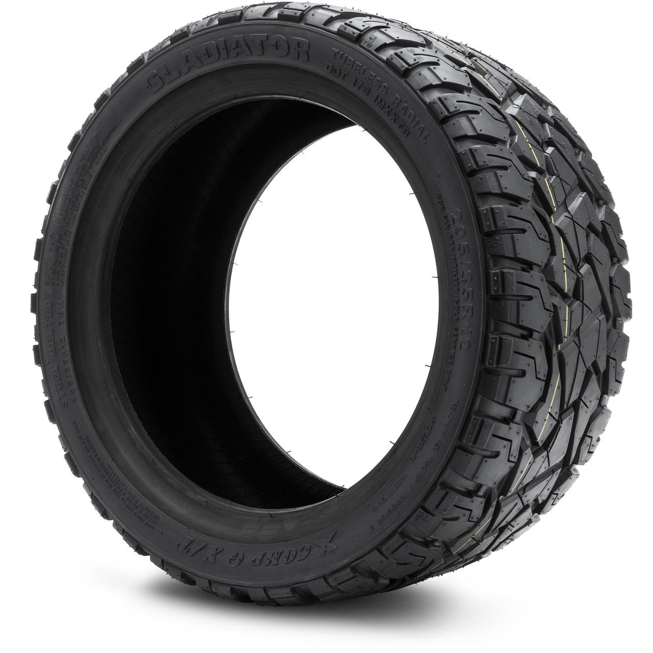 Xcomp® Gladiator 205x35-R12 Steel Belt Radial Golf Cart Tire - angle view