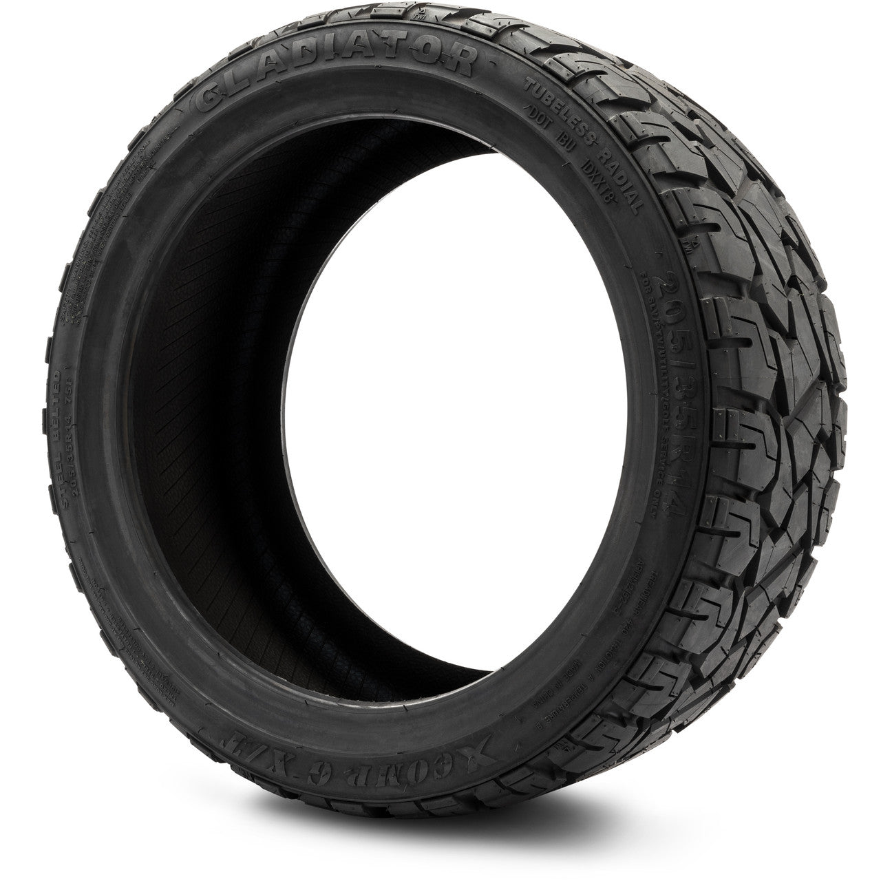 Xcomp® Gladiator 205x35-R14 Steel Belt Radial Golf Cart Tire - angle view