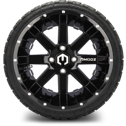 MODZ® 14" Assault Glossy Black with Ball Mill Wheels & Off-Road Tires Combo (Arisun X-Armory All-Terrain 23x10-14 Radial)