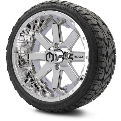 MODZ® 14" Assault Chrome Wheels & Off-Road Tires Combo (Arisun X-Trail All-Terrain 23x10-14)