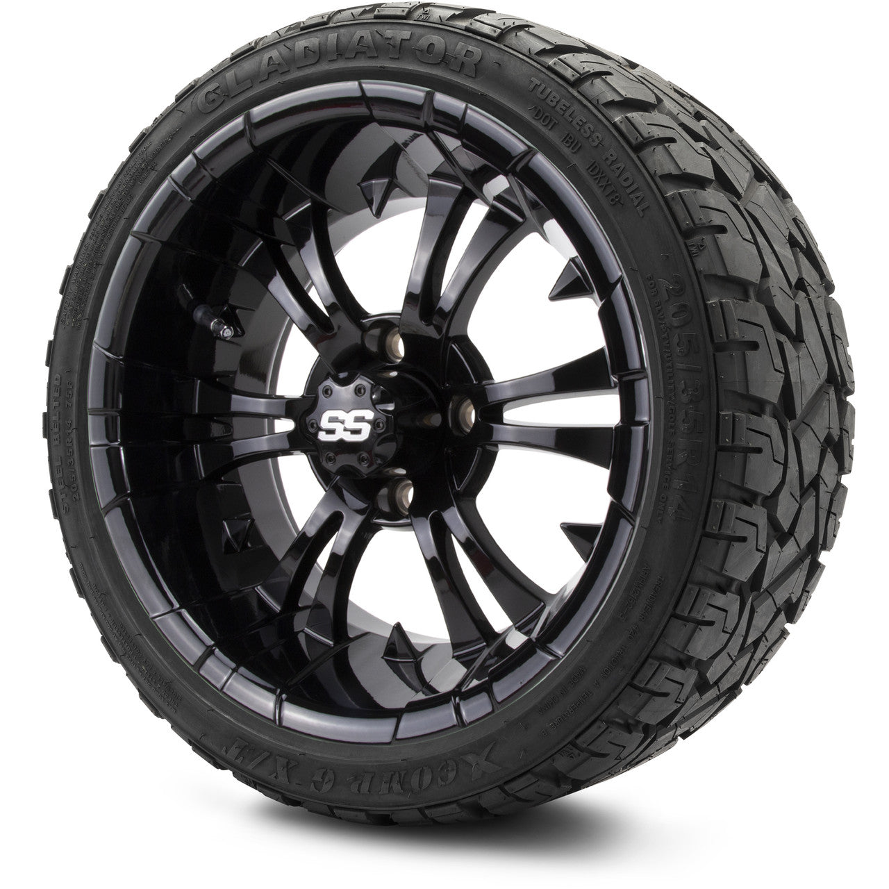 MODZ® 14" Vampire Glossy Black Wheels & Off-Road Tires Combo (Arisun X-Armory All-Terrain 23x10-14 Radial)