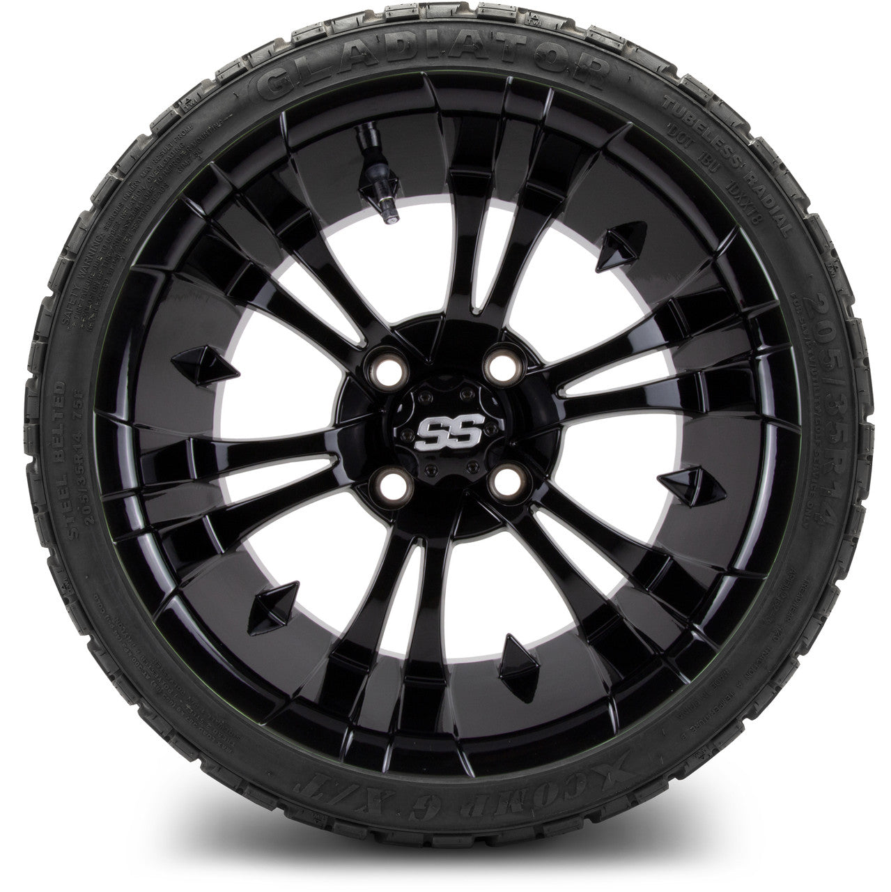 MODZ® 14" Vampire Glossy Black Wheels & Off-Road Tires Combo (Arisun X-Trail All-Terrain 23x10-14)