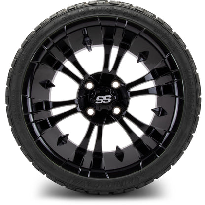 MODZ® 14" Vampire Glossy Black Wheels & Off-Road Tires Combo (Xcomp Gladiator 23-10-14 Radial)