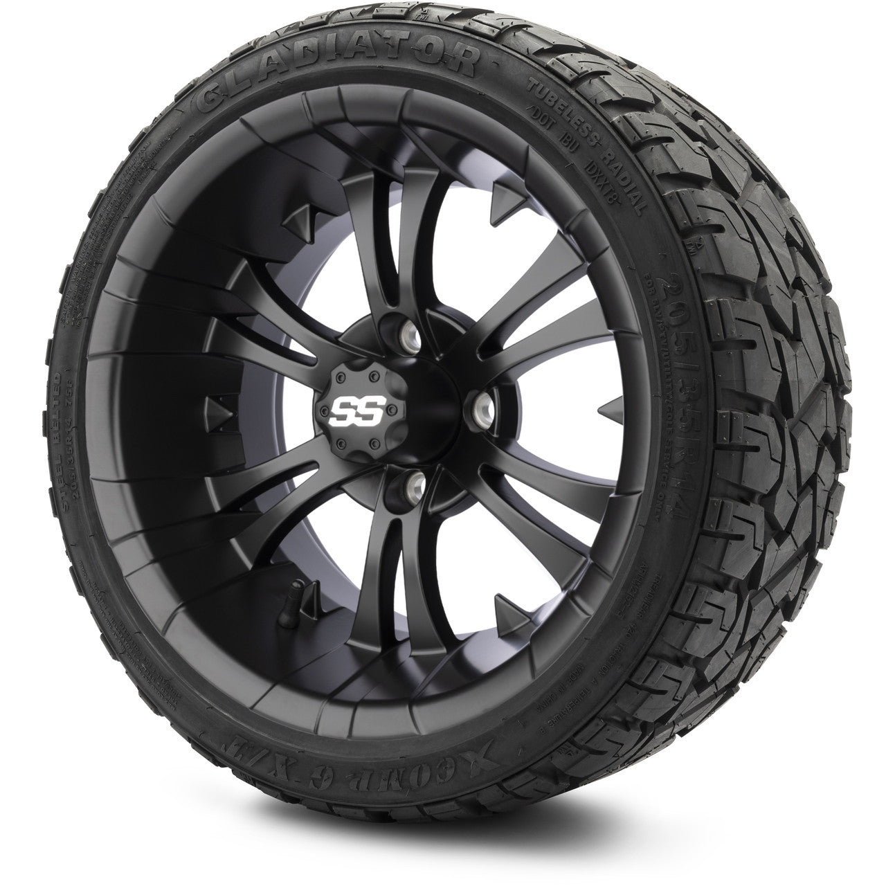 MODZ® 14" Vampire Matte Black Wheels & Off-Road Tires Combo (Xcomp Gladiator 23-10-14 Radial)