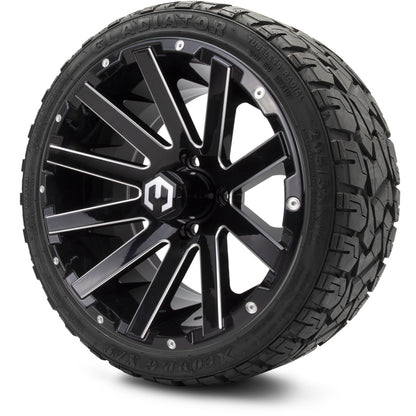 MODZ® 14" Mauler Glossy Black with Ball Mill Wheels & Off-Road Tires Combo (Xcomp Gladiator 23-10-14 Radial)