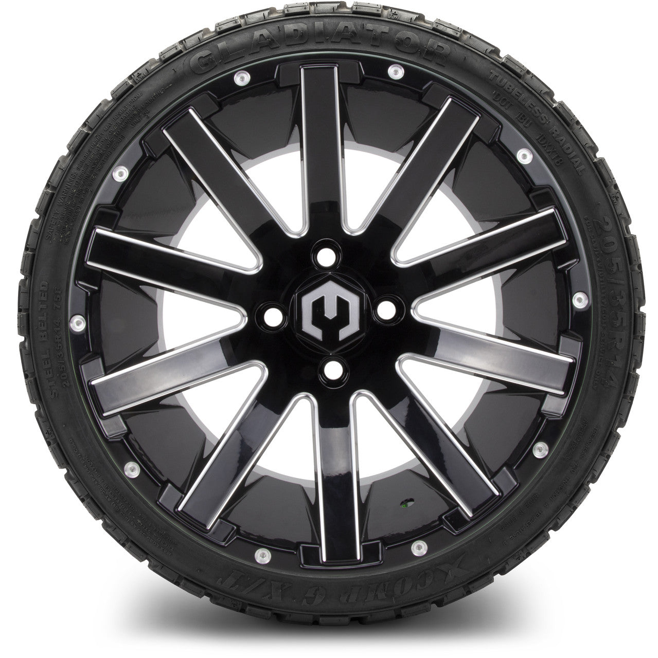 MODZ® 14" Mauler Glossy Black with Ball Mill Wheels & Off-Road Tires Combo (Arisun X-Armory All-Terrain 23x10-14 Radial)