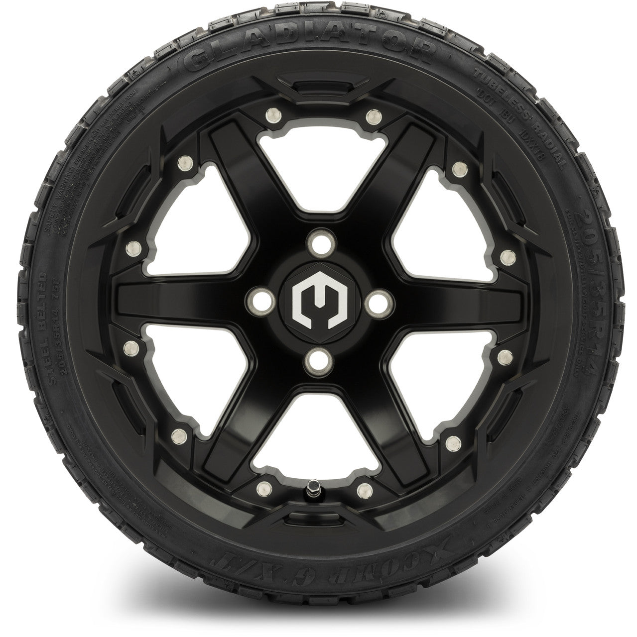 MODZ® 14" Gladiator Matte Black Wheels and Off-Road Tires Combo (Xcomp Gladiator 23-10-14 Radial)