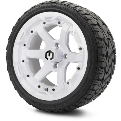 MODZ® 14" Gladiator Glossy White Wheels & Off-Road Tires Combo (Xcomp Gladiator 23-10-14 Radial)