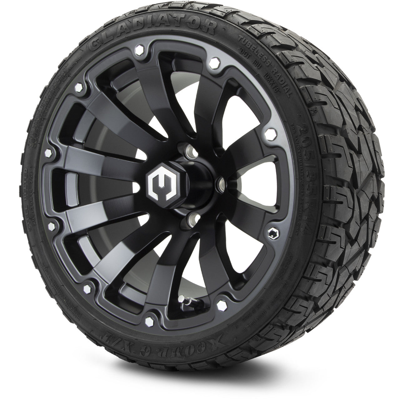 MODZ® 14" Bomber Matte Black Wheels & Off-Road Tires Combo (Xcomp Gladiator 23-10-14 Radial)