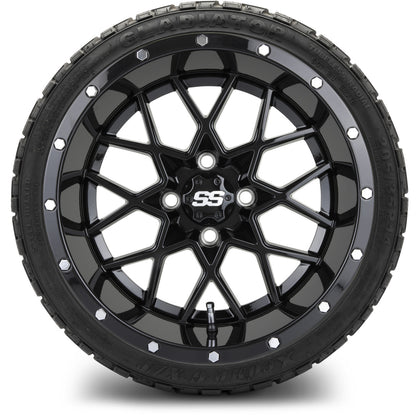 MODZ® 14" Vortex Glossy Black Wheels & Off-Road Tires Combo (Arisun X-Armory All-Terrain 23x10-14 Radial)