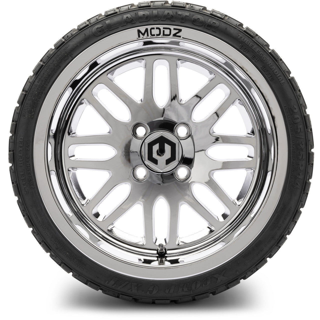 MODZ® 14" Mayhem Chrome Wheels & Off-Road Tires Combo (Arisun X-Trail All-Terrain 23x10-14)
