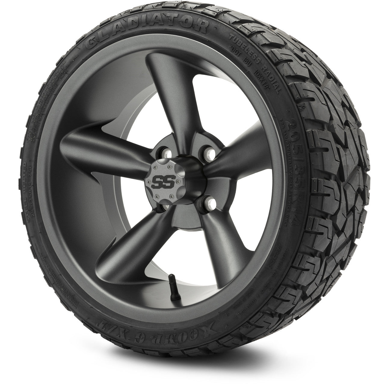 MODZ® 14" Godfather Gunmetal Wheels & Off-Road Tires Combo (Xcomp Gladiator 23-10-14 Radial)