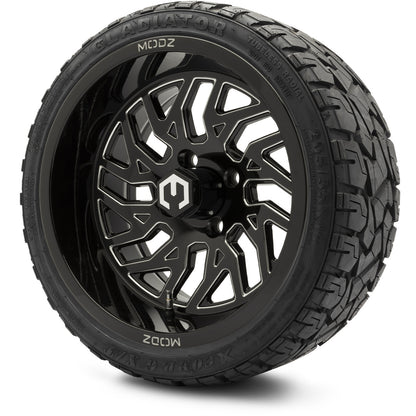 MODZ® 14" Carnage Glossy Black with Ball Mill Wheels & Off-Road Tires Combo (Xcomp Gladiator 23-10-14 Radial)