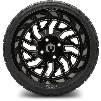 MODZ® 14" Carnage Glossy Black with Ball Mill Wheels & Off-Road Tires Combo (Xcomp Gladiator 23-10-14 Radial)