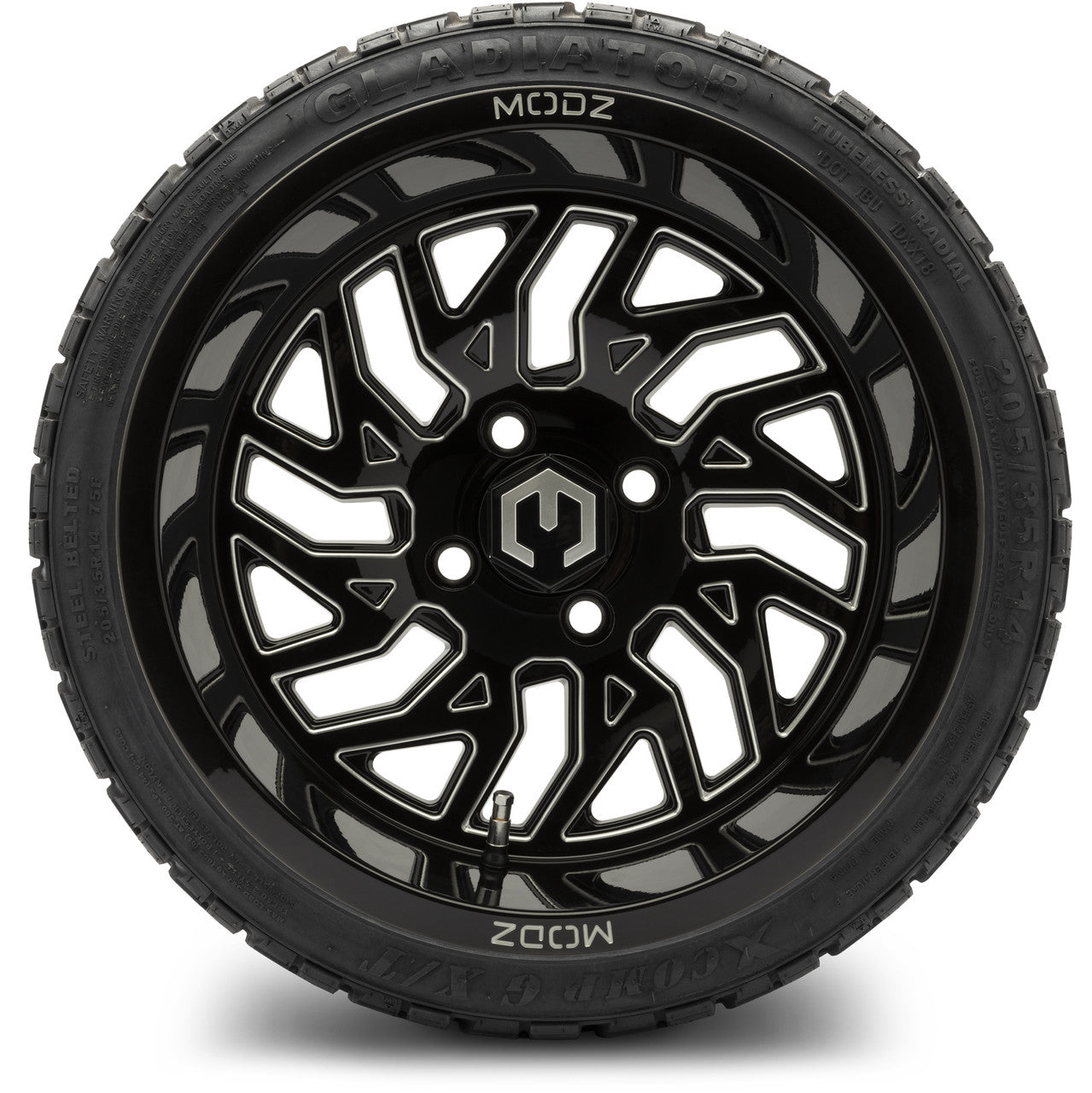MODZ® 14" Carnage Glossy Black with Ball Mill Wheels & Off-Road Tires Combo (Arisun X-Armory All-Terrain 23x10-14 Radial)