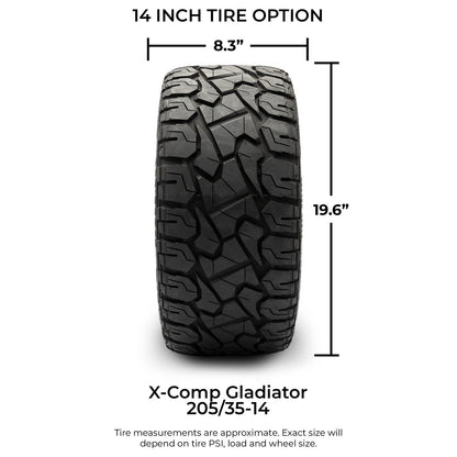 MODZ® 14" Mayhem Chrome Wheels & Off-Road Tires Combo (Xcomp Gladiator 23-10-14 Radial)