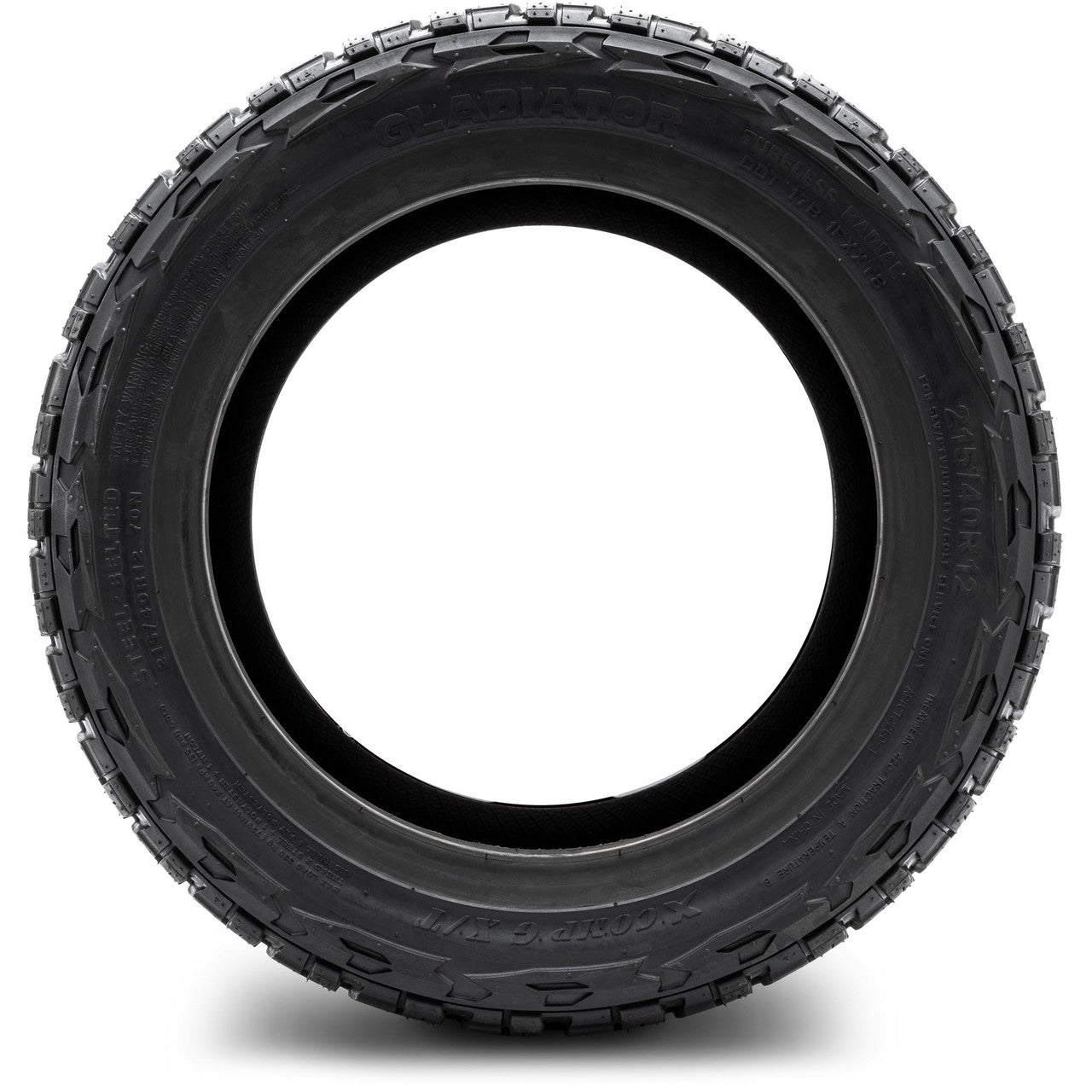 Xcomp® Gladiator 215x40-R12 Steel Belt Radial Golf Cart Tire - front view
