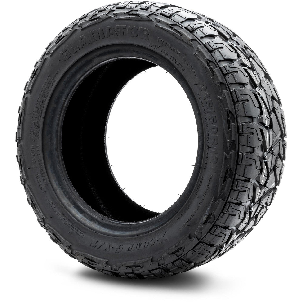 Xcomp® Gladiator 215x50-R12 Steel Belt Radial Golf Cart Tire - angle view
