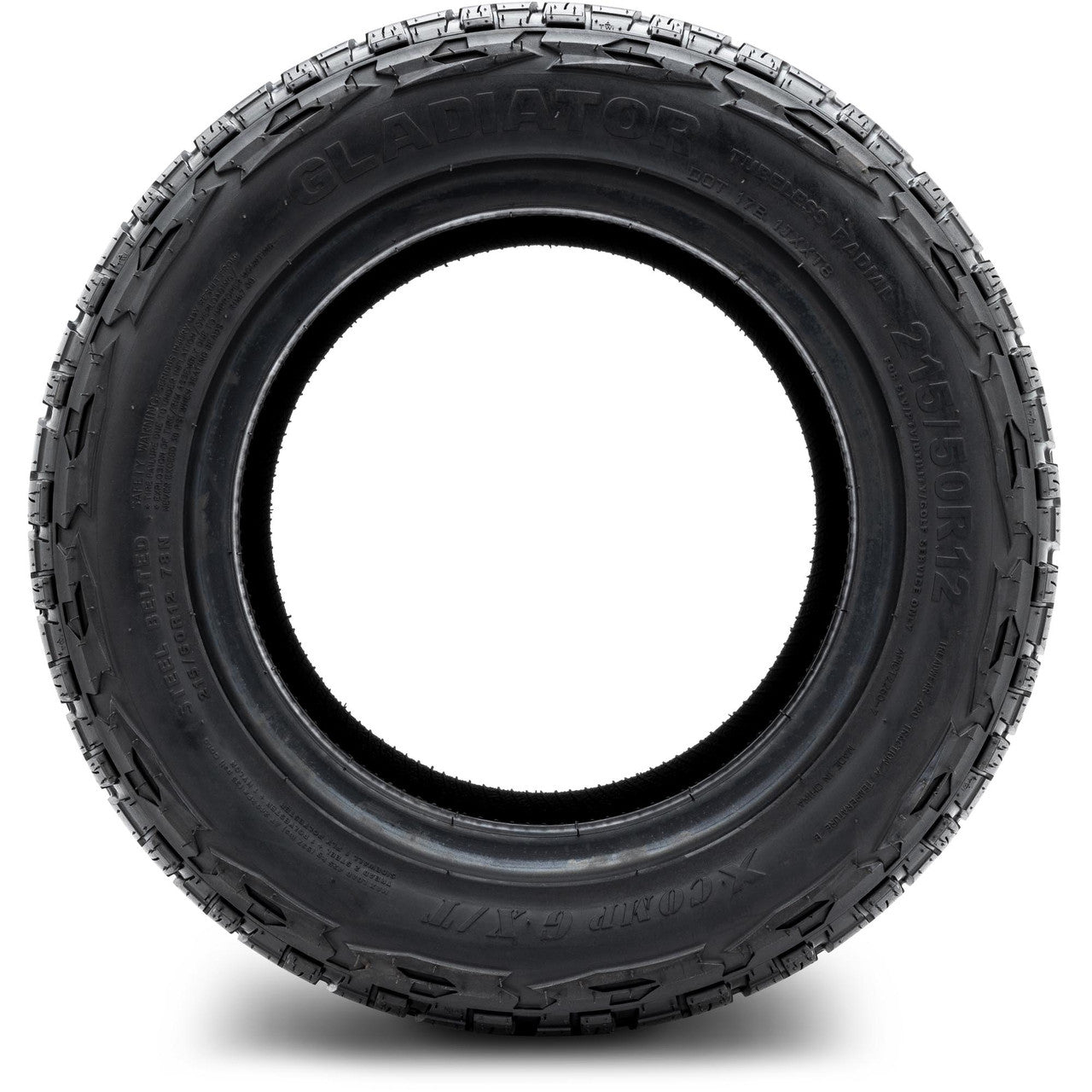 Xcomp® Gladiator 215x50-R12 Steel Belt Radial Golf Cart Tire - front view